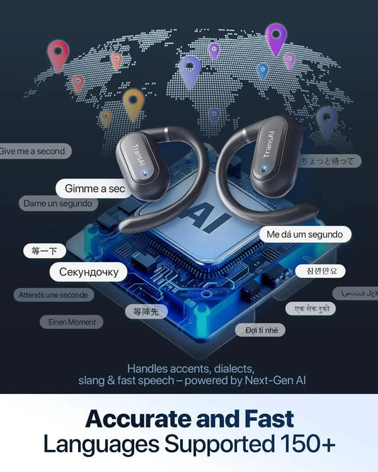AI Translator Earbuds with Smart Screen Case - 157 Languages - Lxvox