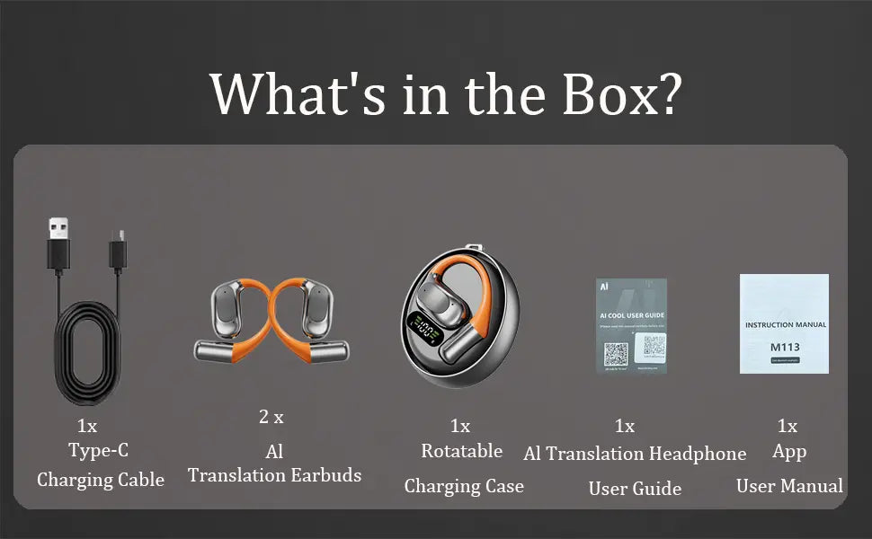 AI Translator Earbuds - 144 Languages Support with 60H Battery Life EchoNexus INC. Lxvox