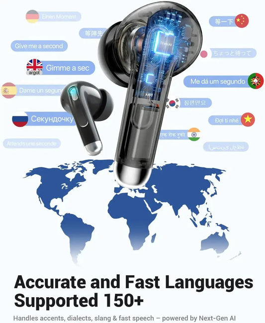 3-in-1 AI Translator Earbuds with Smart Screen Case (157 Languages) - Lxvox