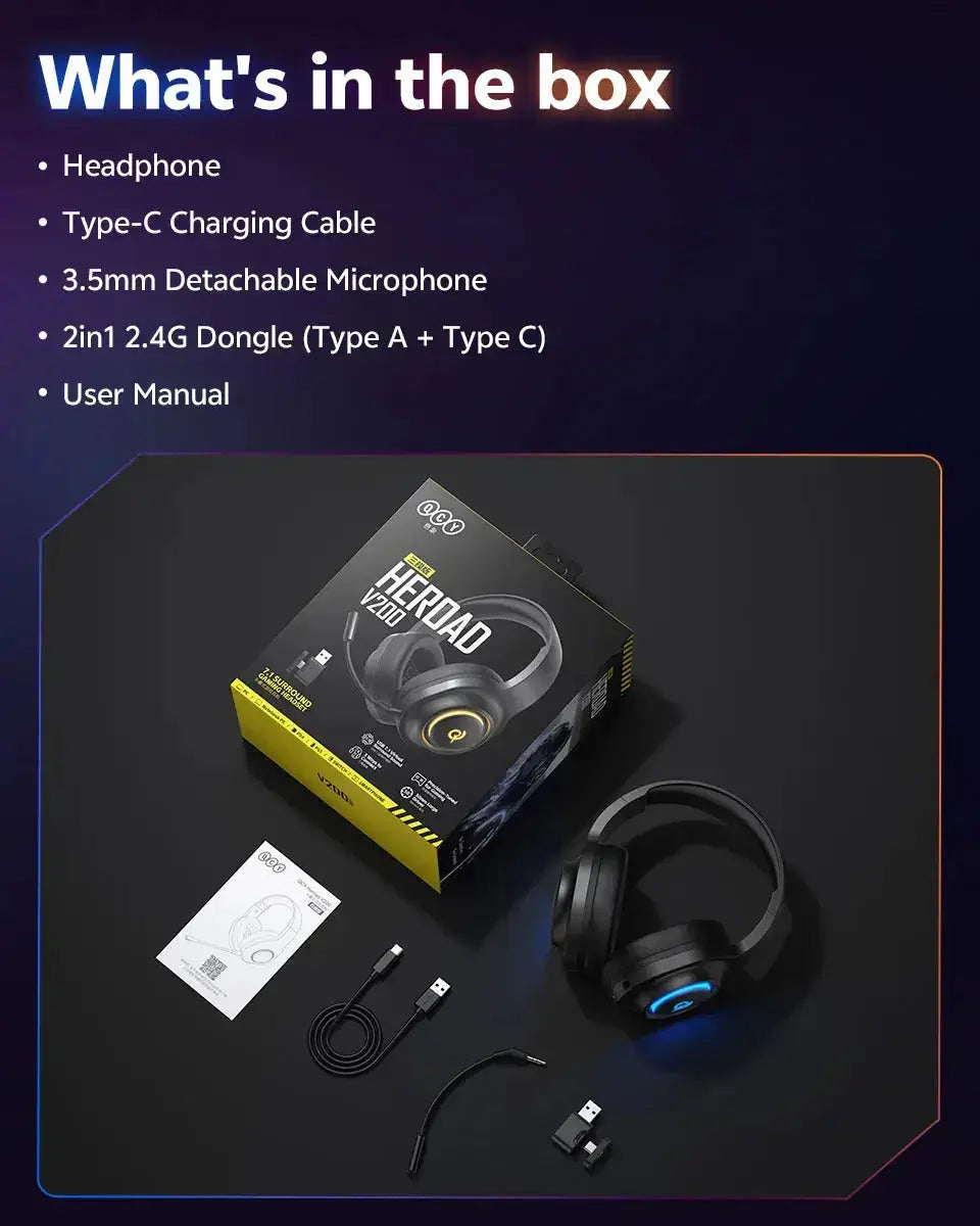 Professional Wireless Gaming Headset - 100H Battery Life, Triple-Mode Audio - Lxvox