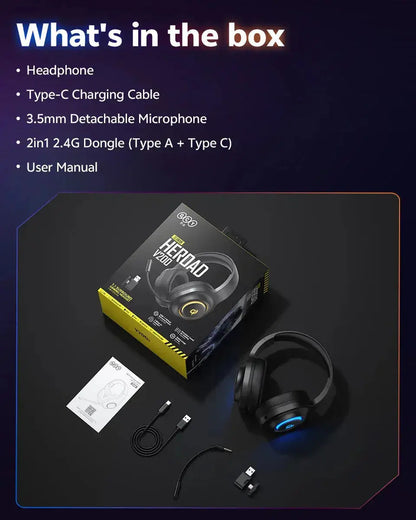 Professional Wireless Gaming Headset - 100H Battery Life, Triple-Mode Audio - Lxvox