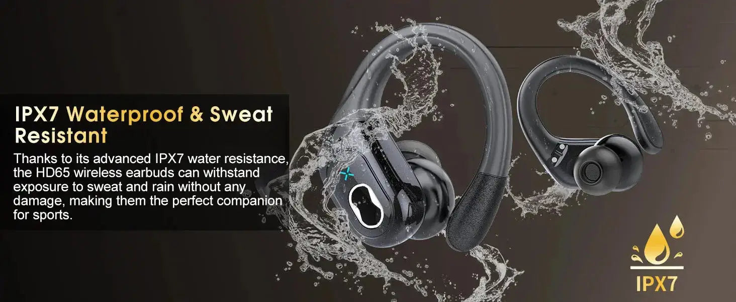 Professional Sports Bluetooth Headset - 75H Playtime, LED Display - Lxvox