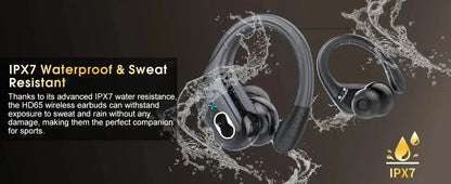 Professional Sports Bluetooth Headset - 75H Playtime, LED Display - Lxvox