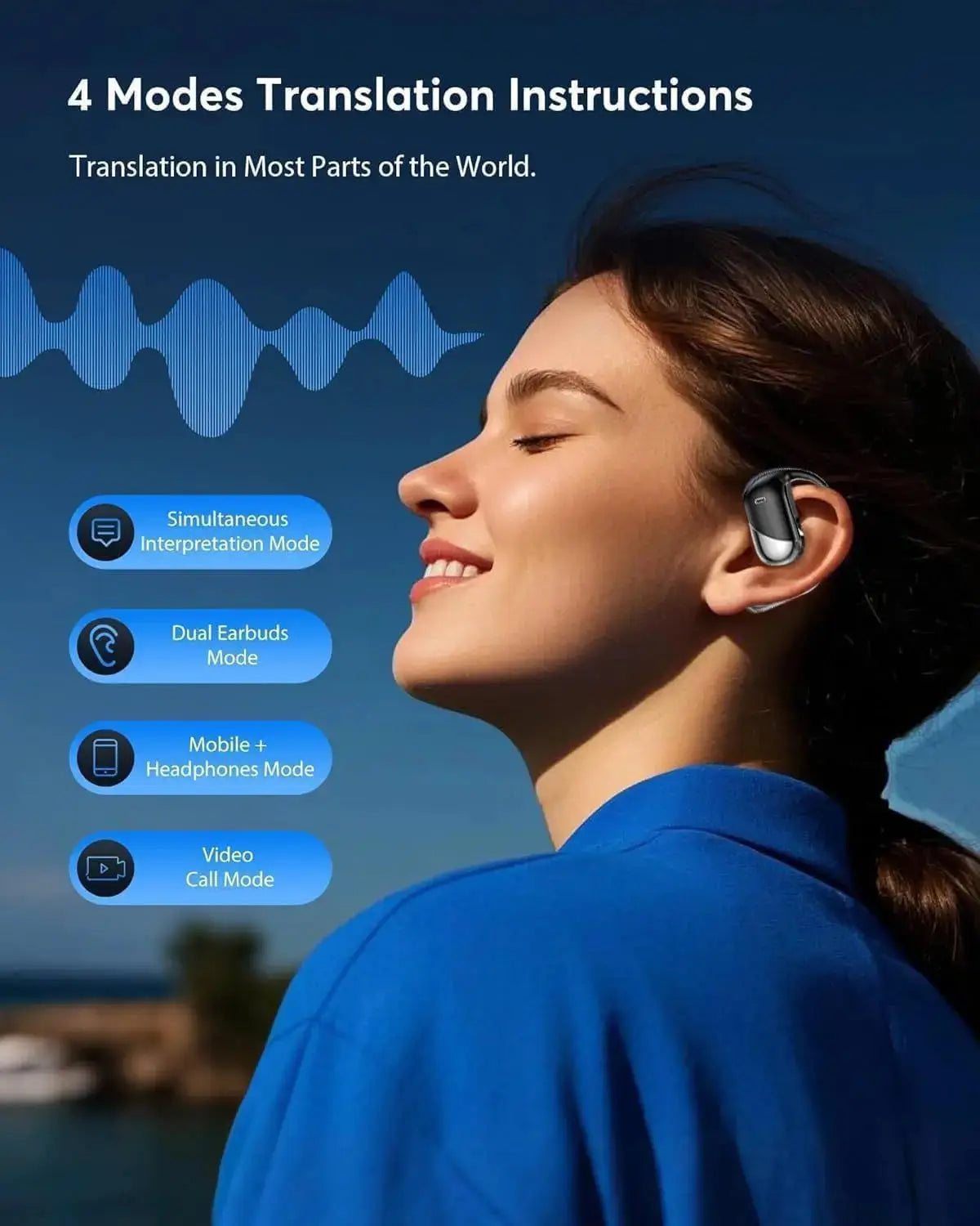 AI Translator Earbuds OWS with Smart Screen - 144 Languages, 60H Battery Life - Lxvox