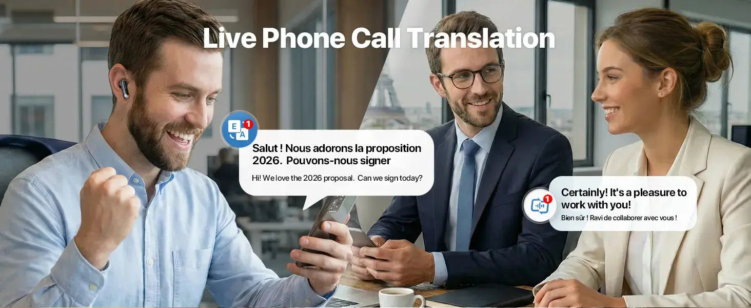 3-in-1 AI Translator Earbuds with Smart Screen Case (157 Languages) - Lxvox
