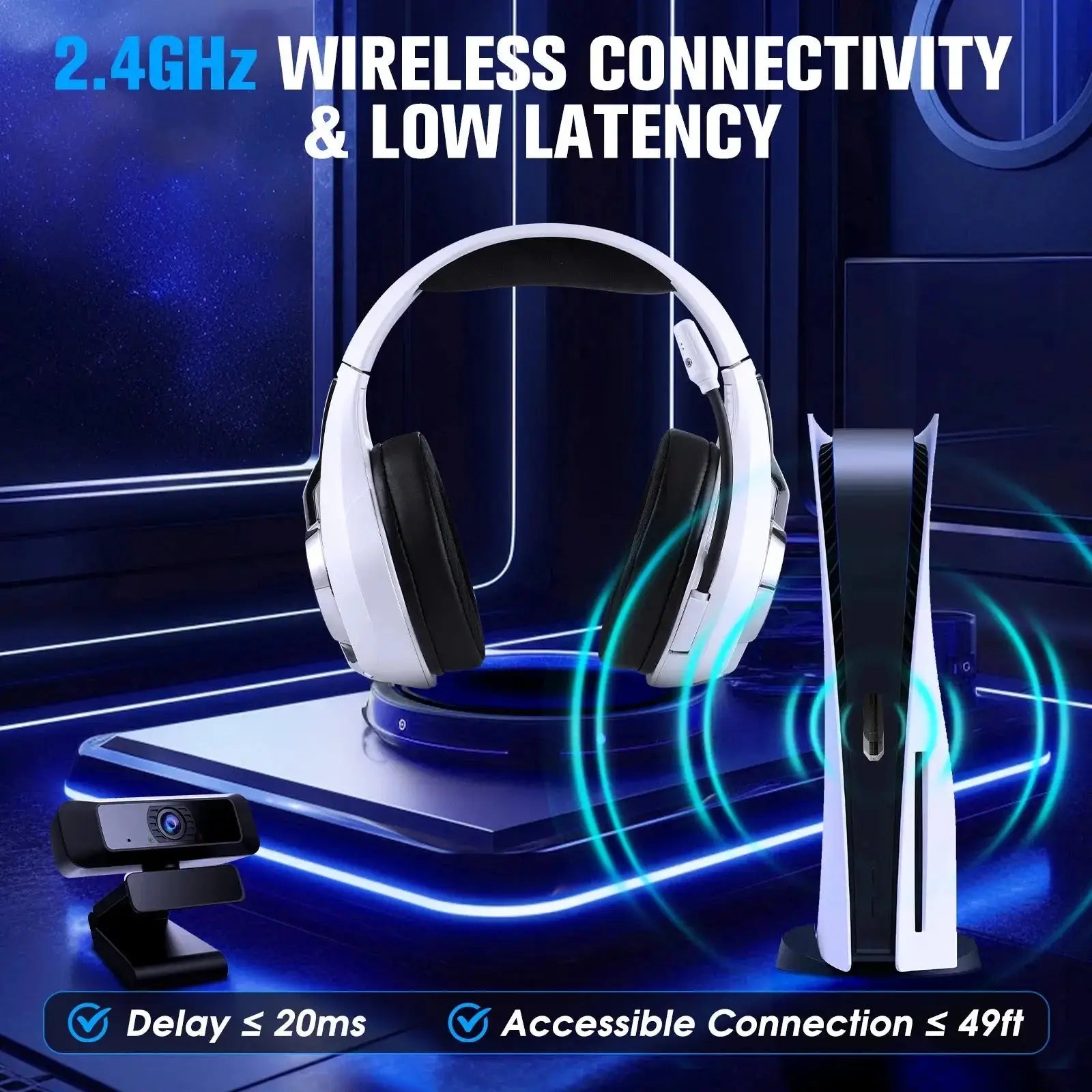 Professional 2.4G Wireless Gaming Headset - 20ms, 7.1 Surround - Lxvox
