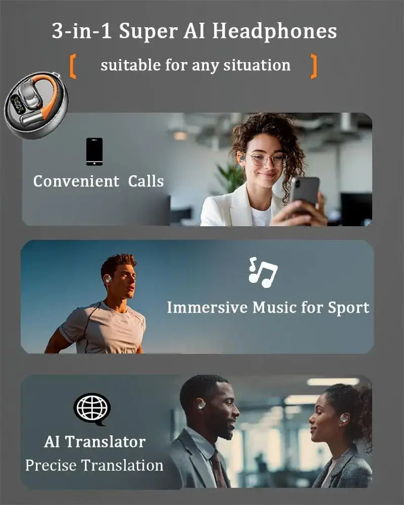 AI Translator Earbuds - 144 Languages Support with 60H Battery Life - Lxvox
