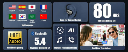 Professional AI Translator Earbuds - 164 Lang, Audio Video Call - Lxvox