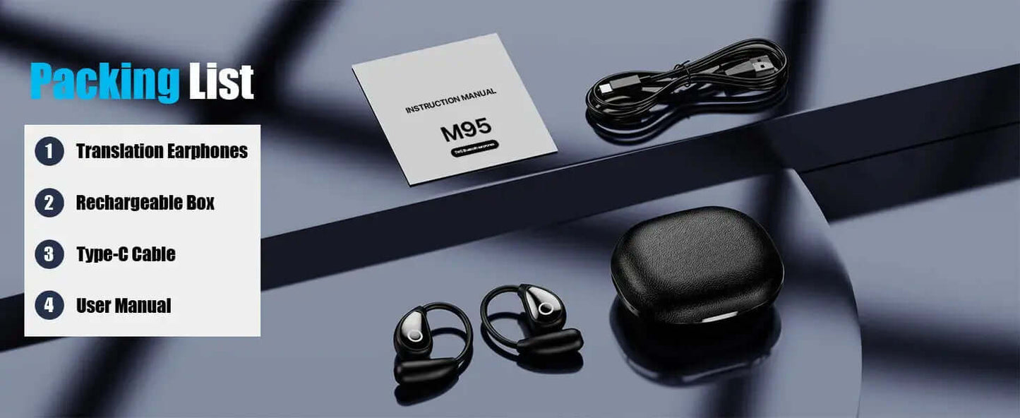 Professional AI Translator Earbuds - 164 Lang, Audio Video Call - Lxvox