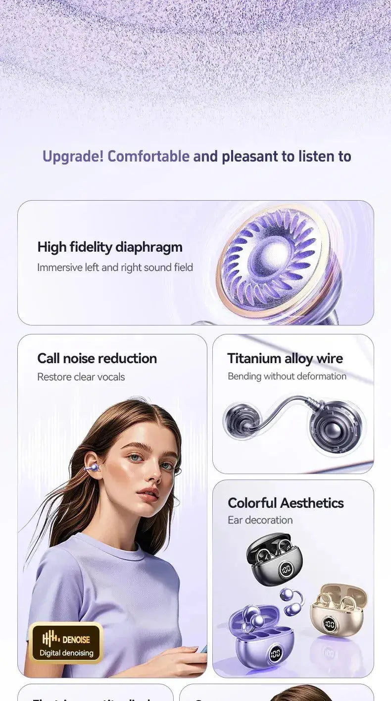 Professional Open-Ear Bluetooth Earbuds - 14.2mm, Bluetooth 5.4 - Lxvox