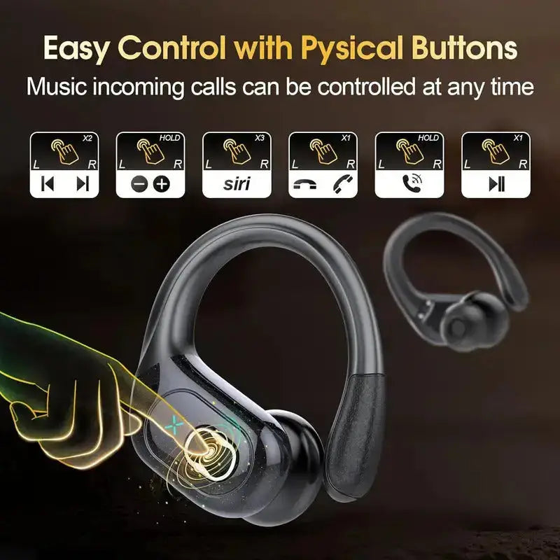 Professional Sports Bluetooth Headset - 75H Playtime, LED Display - Lxvox