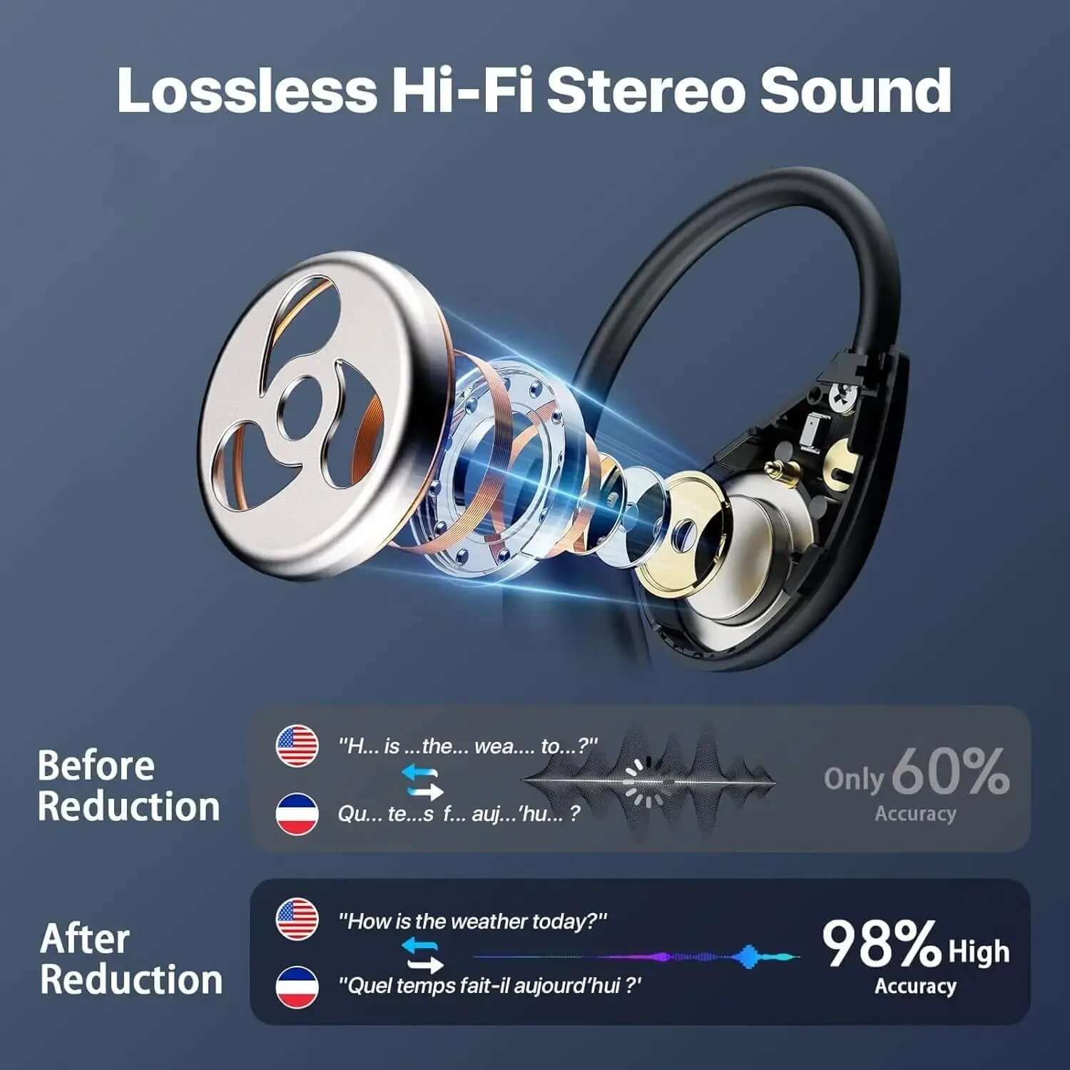 Professional AI Translator Earbuds - 164 Lang, Audio Video Call - Lxvox