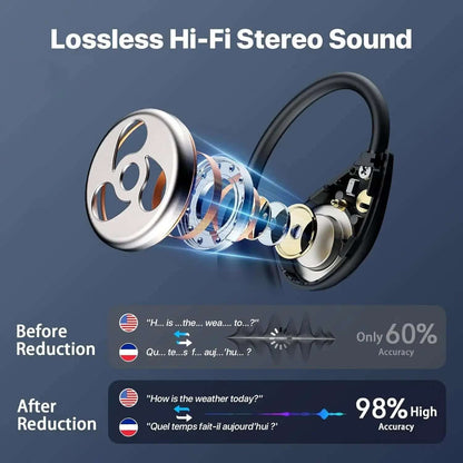 Professional AI Translator Earbuds - 164 Lang, Audio Video Call - Lxvox