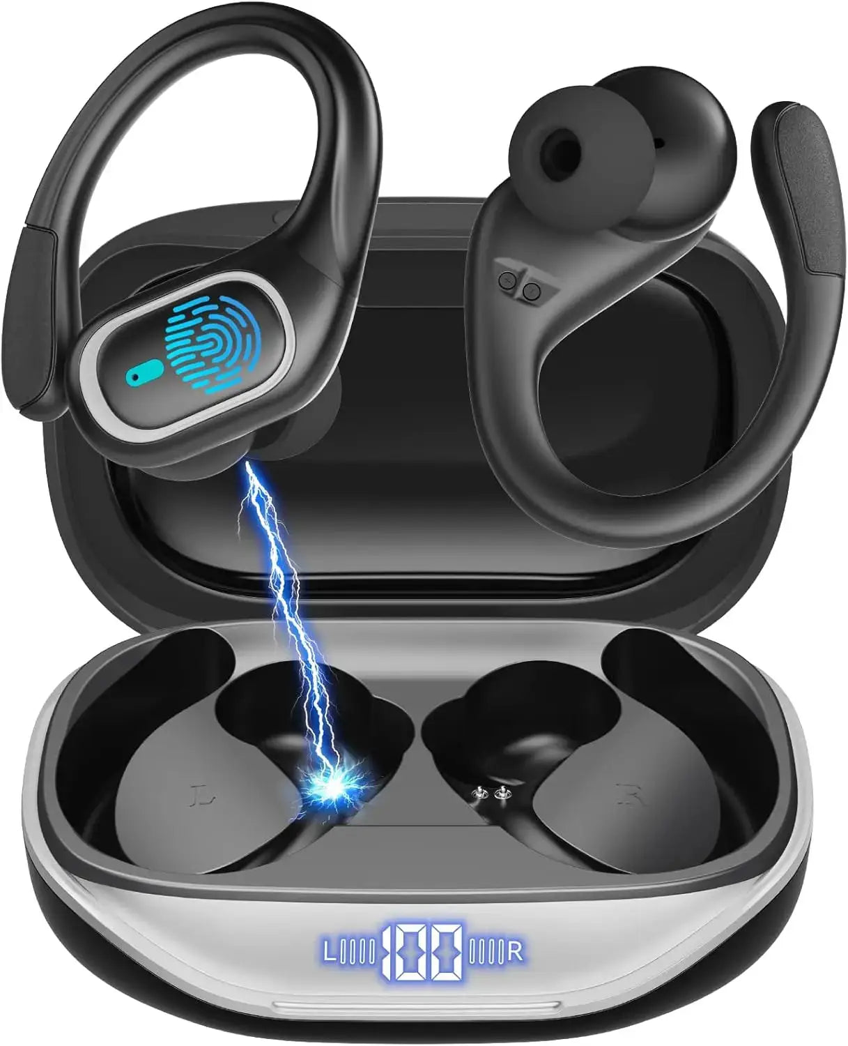 AI Translator Earbuds with LCD Touchscreen - 164 Lang, 70H - Lxvox