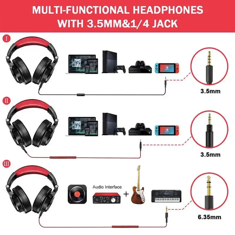 Professional DJ Studio Headphones - Dual-Jack, 40mm Quality Sound - Lxvox