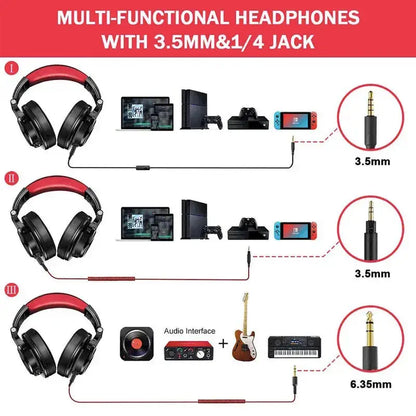 Professional DJ Studio Headphones - Dual-Jack, 40mm Quality Sound - Lxvox