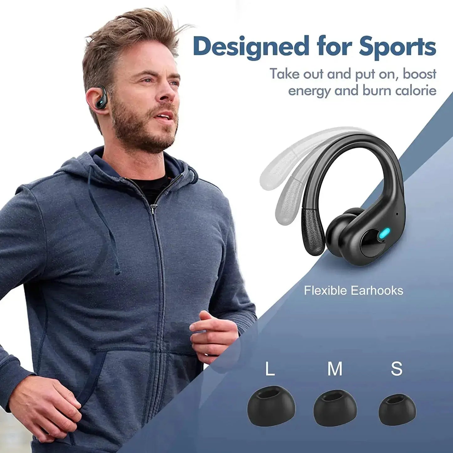 BX30 Sport Wireless Earbuds - 60H, LED Display, IPX7 - Lxvox
