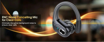 Professional Sports Bluetooth Headset - 75H Playtime, LED Display - Lxvox