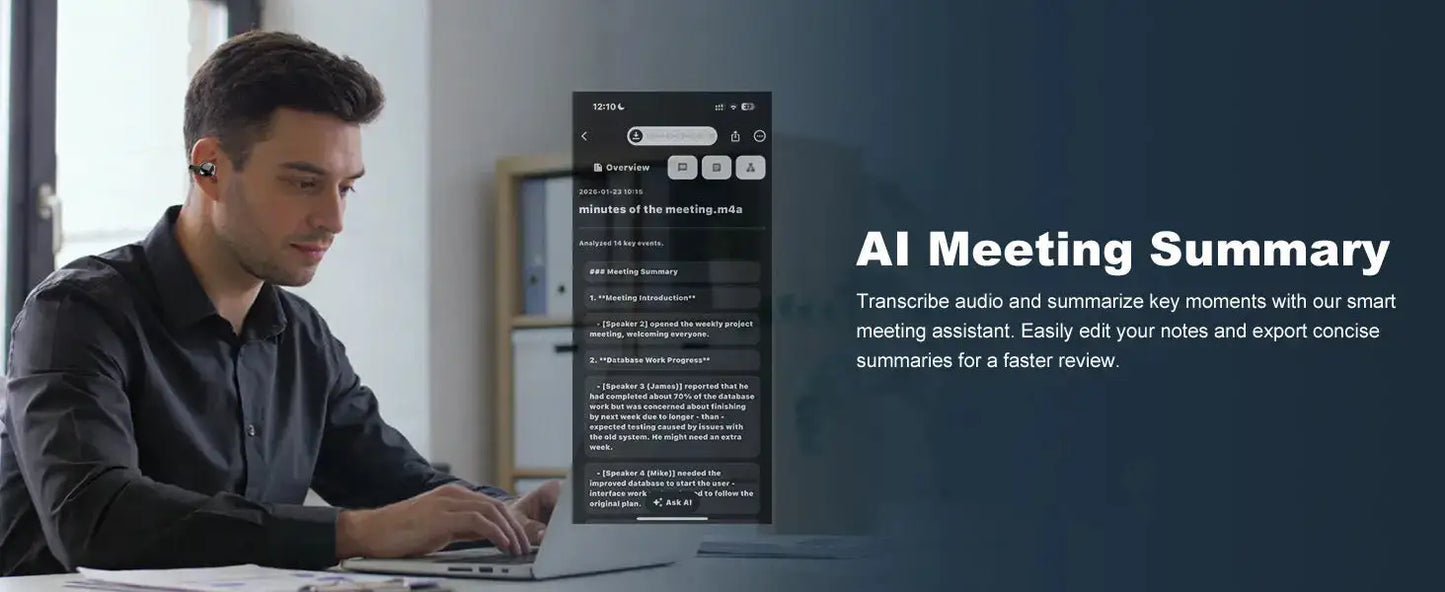 Professional AI Chip Translator Earbuds - App-Free, 60H, BT 6.0 - Lxvox