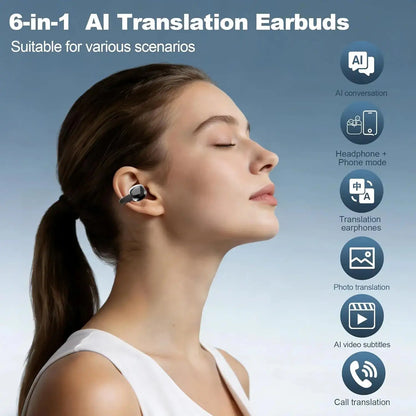 Professional AI Chip Translator Earbuds - App-Free, 60H, BT 6.0 - Lxvox