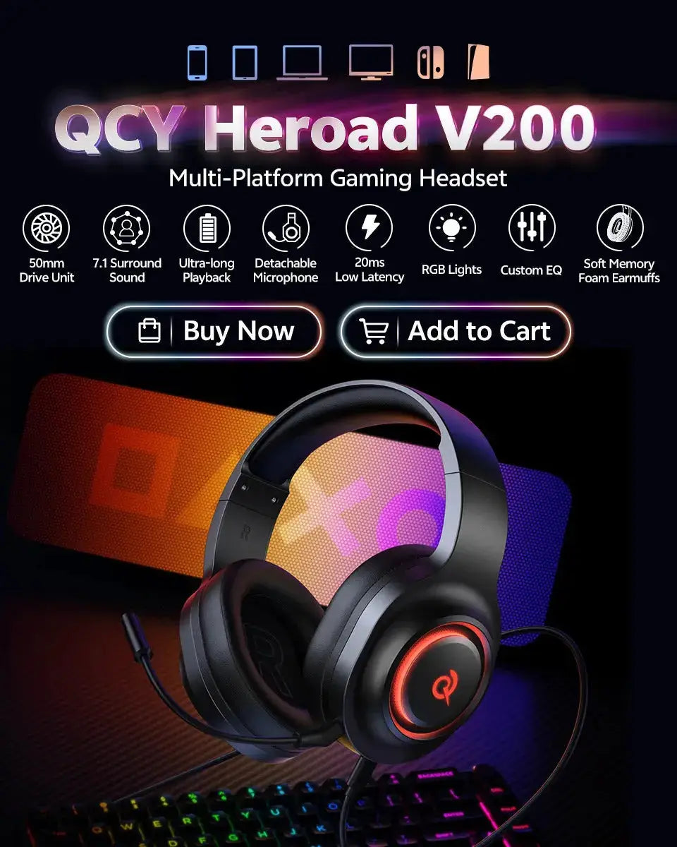 Professional Wireless Gaming Headset - 100H Battery Life, Triple-Mode Audio - Lxvox