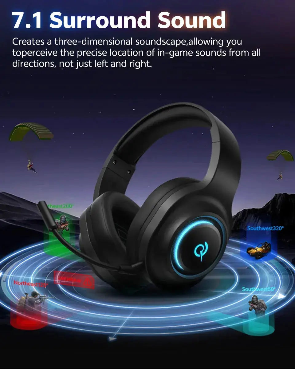 Professional Wireless Gaming Headset - 100H Battery Life, Triple-Mode Audio - Lxvox