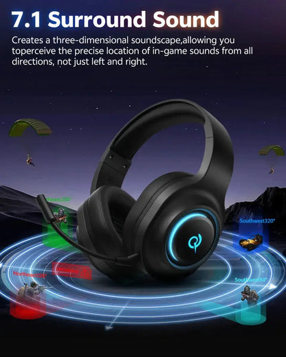 Professional Wireless Gaming Headset - 100H Battery Life, Triple-Mode Audio - Lxvox