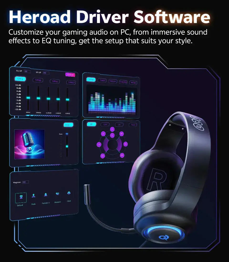 Professional Wireless Gaming Headset - 100H Battery Life, Triple-Mode Audio - Lxvox