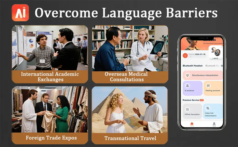 AI Translator Earbuds - 144 Languages Support with 60H Battery Life - Lxvox