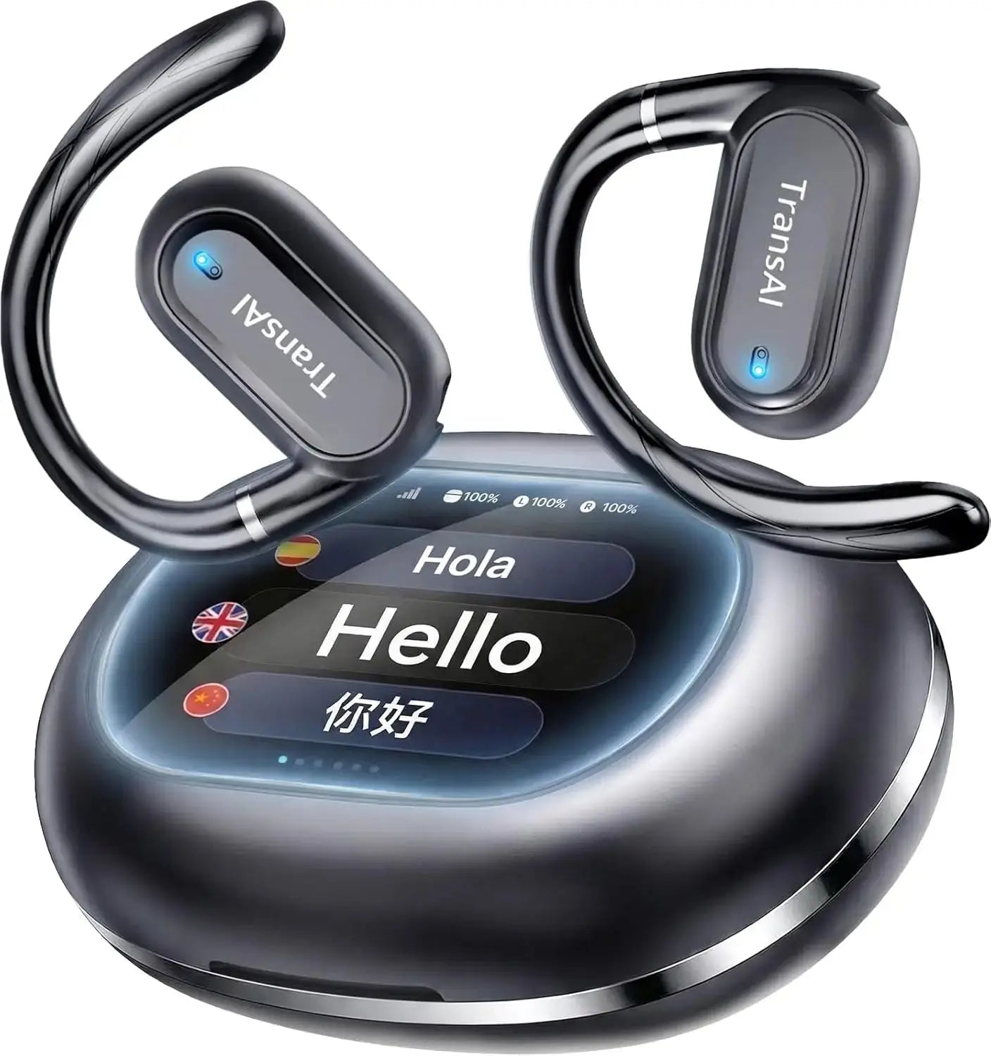 AI Translator Earbuds with Smart Screen Case - 157 Languages - Lxvox