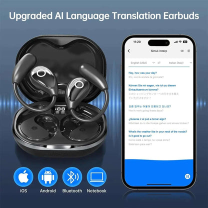 Professional AI Translator Earbuds - 164 Lang, Audio Video Call - Lxvox