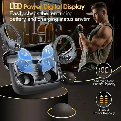 Professional Sports Bluetooth Headset - 75H Playtime, LED Display - Lxvox