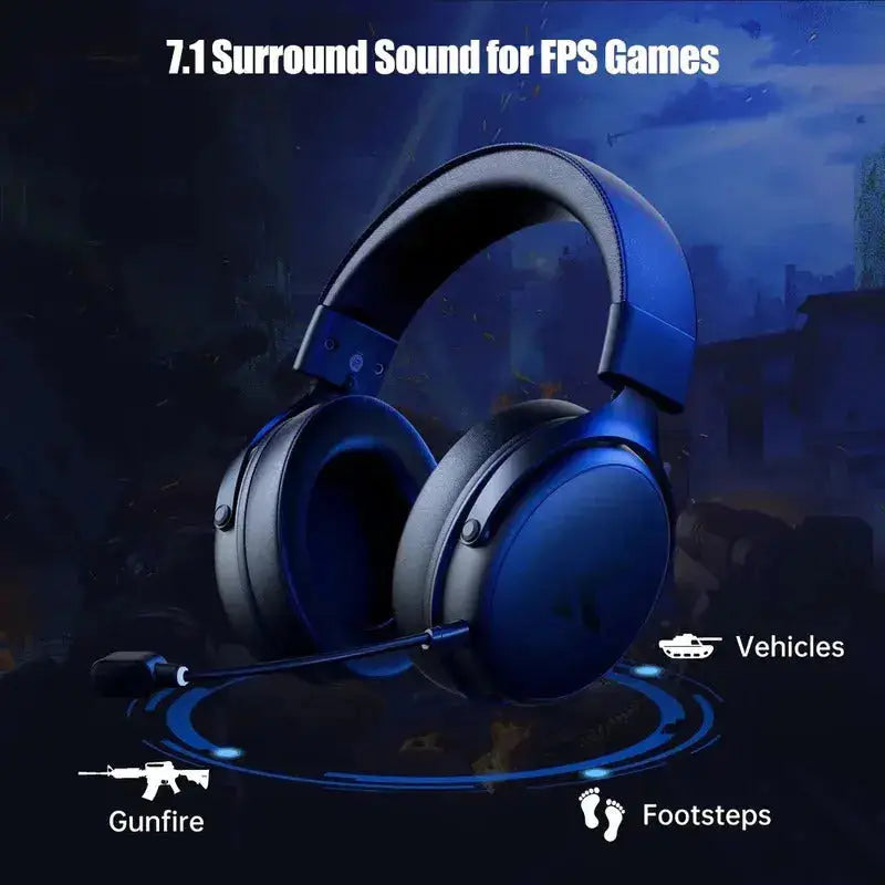 Professional Wireless Gaming Headset - TOPSPEED 7.1, 4-Mode with AI Mic - Lxvox