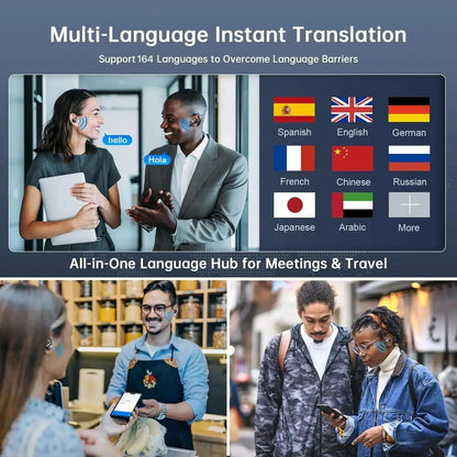 Professional AI Translator Earbuds - 164 Lang, Audio Video Call - Lxvox
