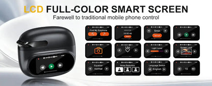 AI Translator Earbuds with LCD Touchscreen - 164 Lang, 70H - Lxvox