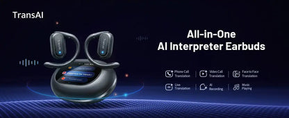 AI Translator Earbuds with Smart Screen Case - 157 Languages - Lxvox