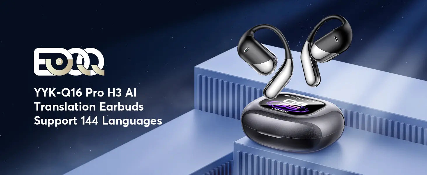 AI Translator Earbuds OWS with Smart Screen - 144 Languages, 60H Battery Life - Lxvox