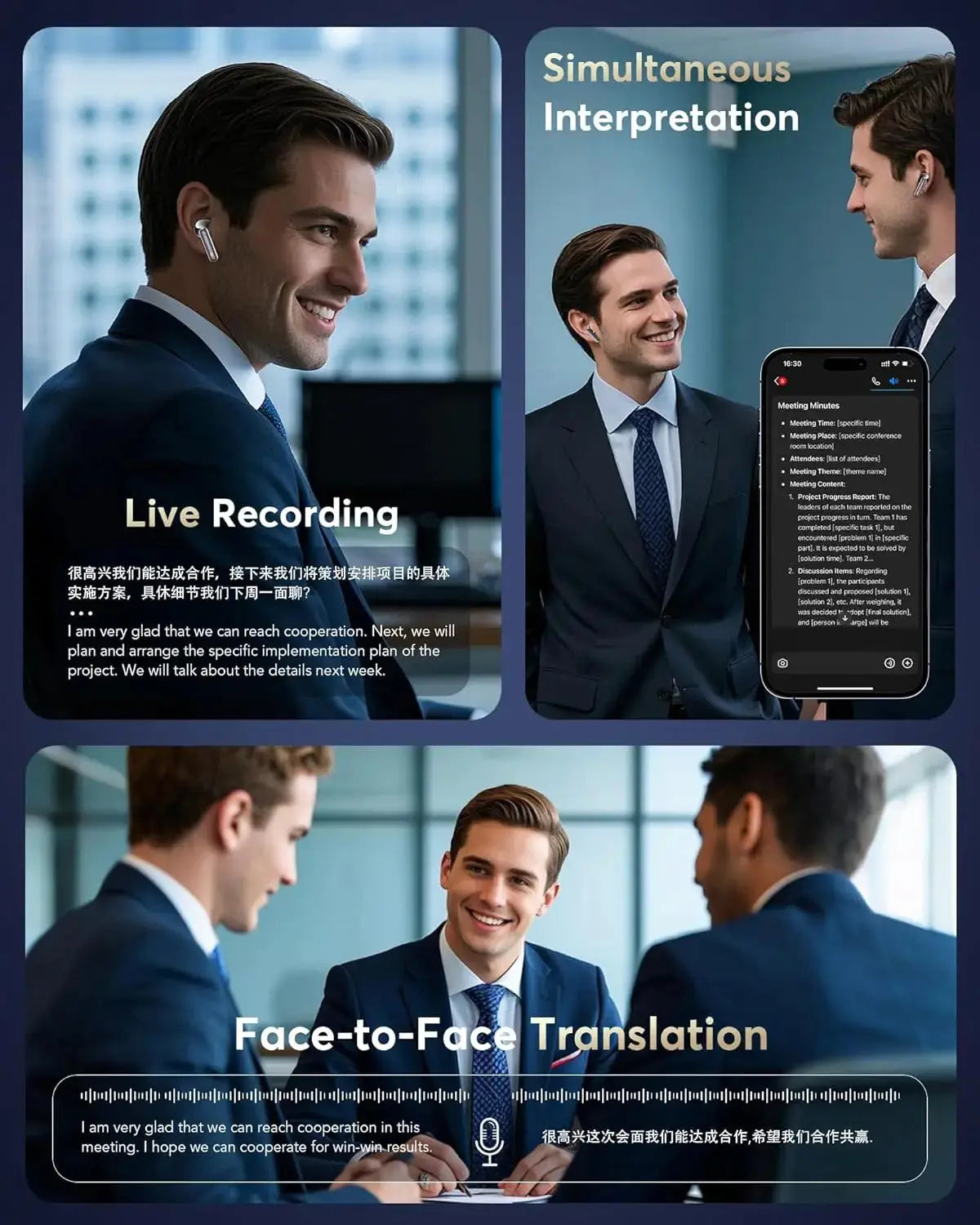 Professional AI Translator Earbuds - 188 Languages, 36H Battery Life - Lxvox