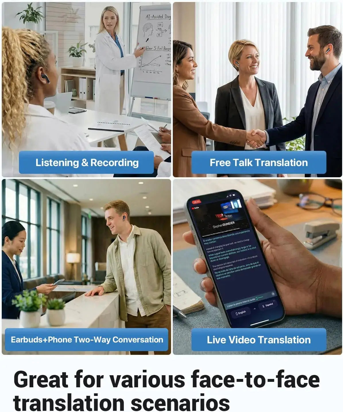 3-in-1 AI Translator Earbuds with Smart Screen Case (157 Languages) - Lxvox