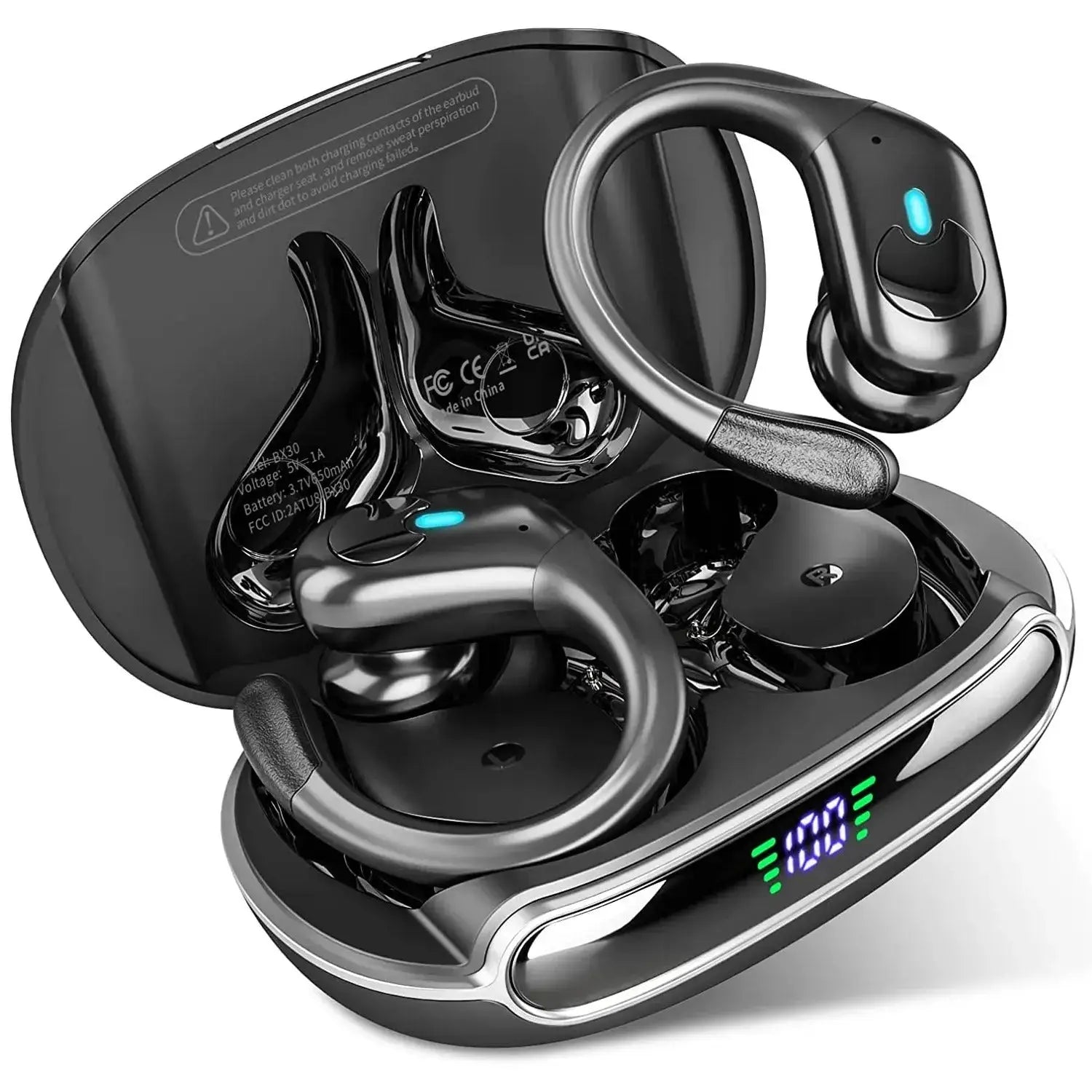 BX30 Sport Wireless Earbuds - 60H, LED Display, IPX7 - Lxvox
