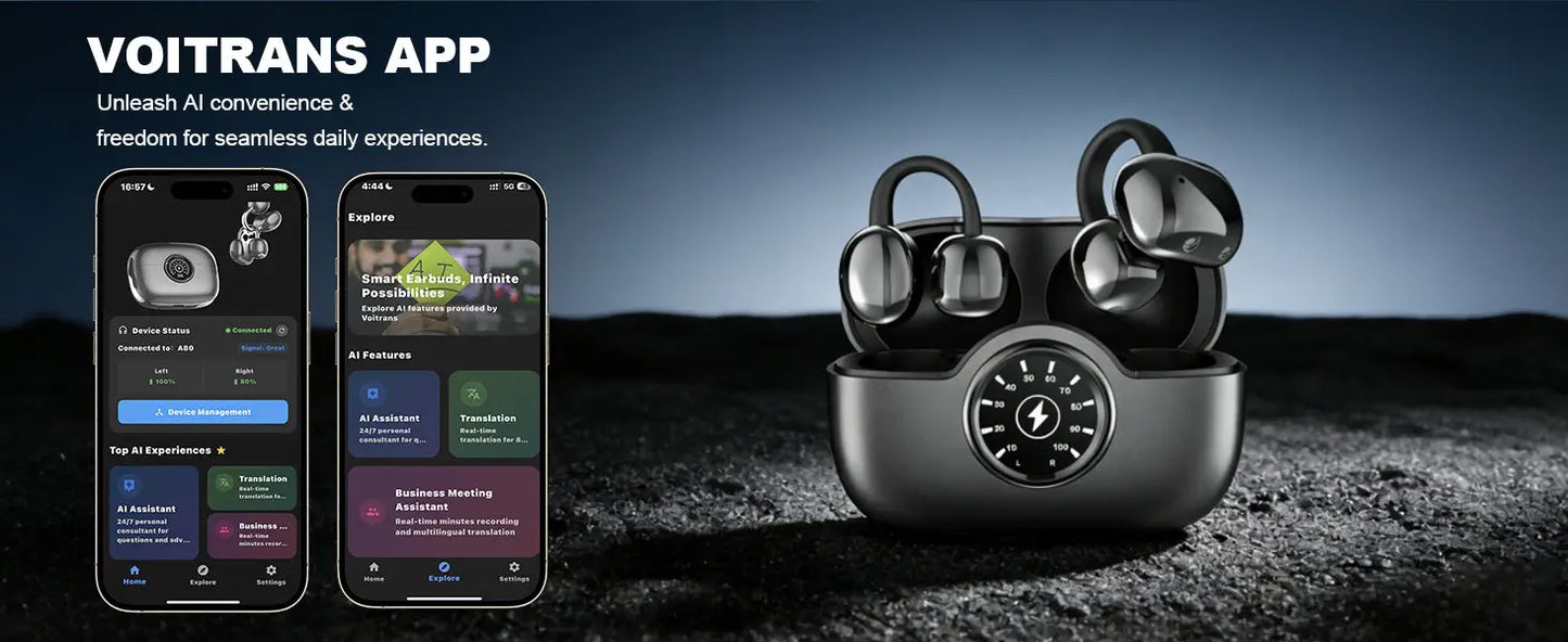Professional AI Chip Translator Earbuds - App-Free, 60H, BT 6.0 - Lxvox