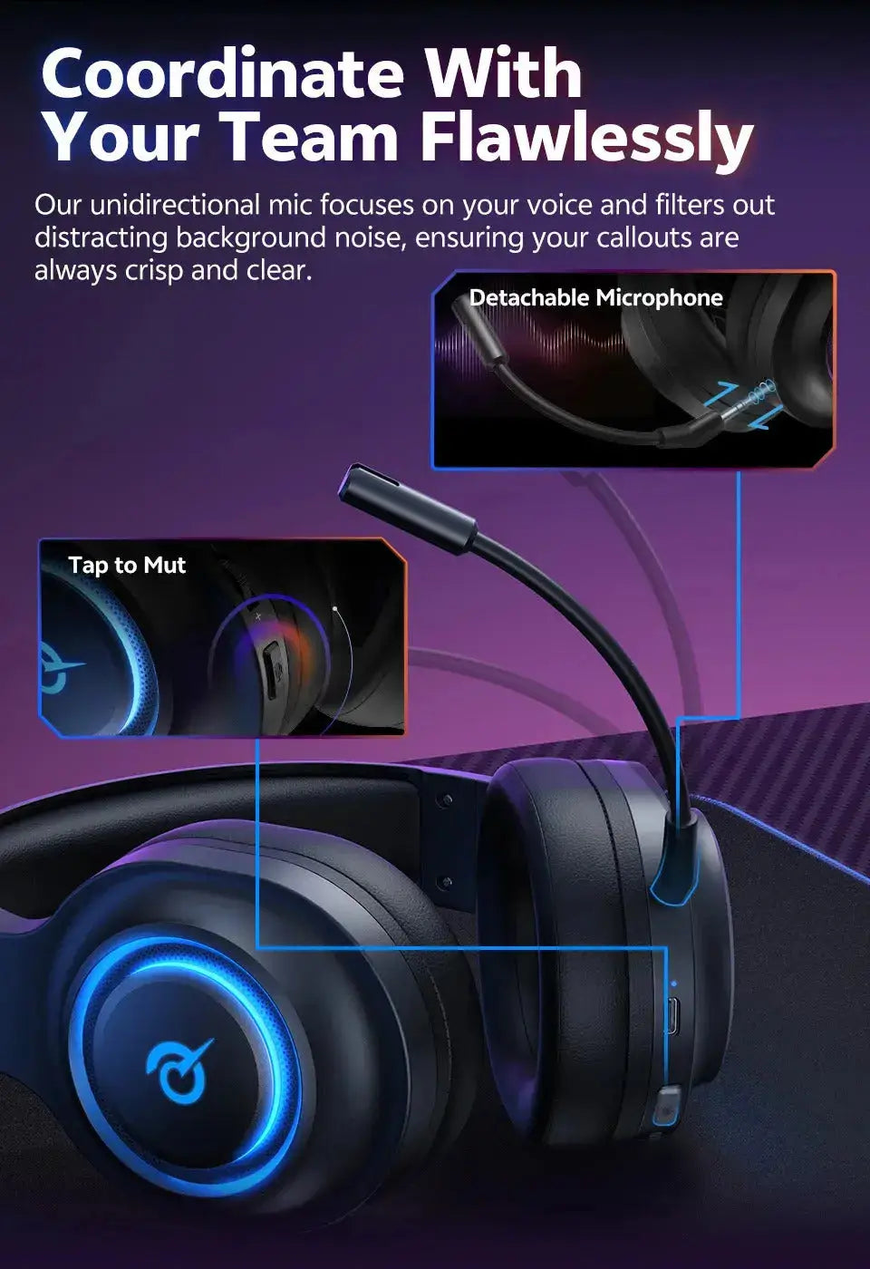 Professional Wireless Gaming Headset - 100H Battery Life, Triple-Mode Audio - Lxvox