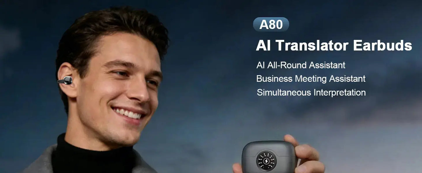 Professional AI Chip Translator Earbuds - App-Free, 60H, BT 6.0 - Lxvox