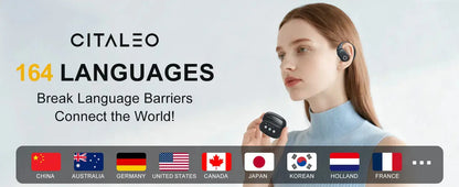 AI Translator Earbuds with LCD Touchscreen - 164 Lang, 70H - Lxvox