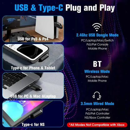 Professional 2.4G Wireless Gaming Headset - 20ms, 7.1 Surround - Lxvox