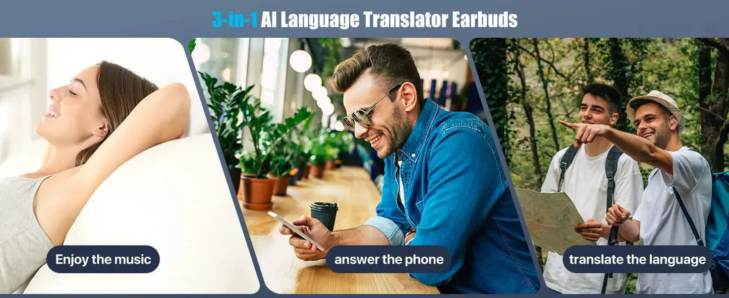 Professional AI Translator Earbuds - 164 Lang, Audio Video Call - Lxvox