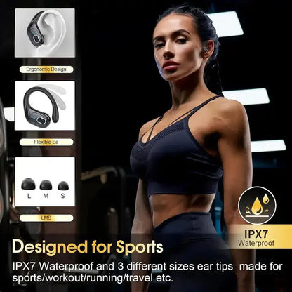 Professional Sports Bluetooth Headset - 75H Playtime, LED Display - Lxvox