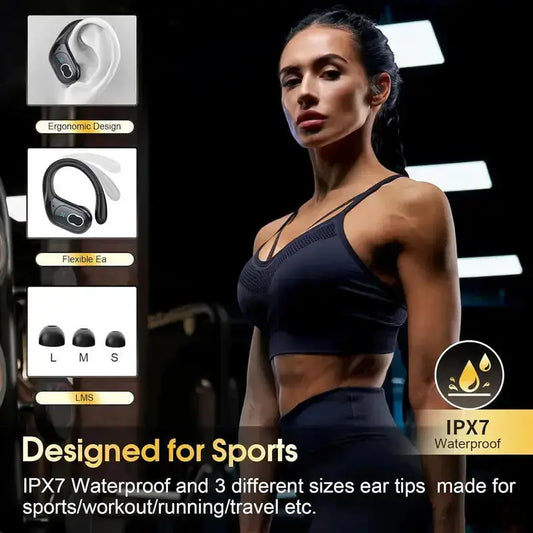 Professional Sports Bluetooth Headset - 75H Playtime, LED Display - Lxvox